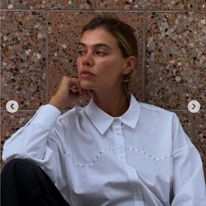 Zara White studded western button down Shirt western xs